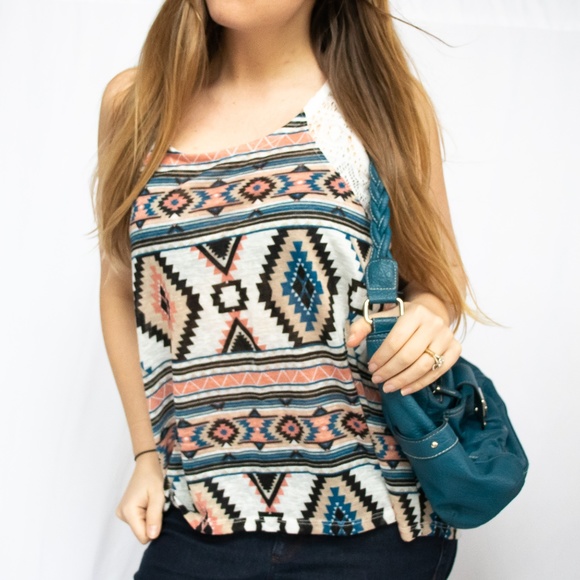 Xhilaration Tops - Knit Tank with Crochet Straps